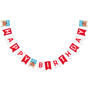 Custom Your Photo Happy Birthday Bunting Flags