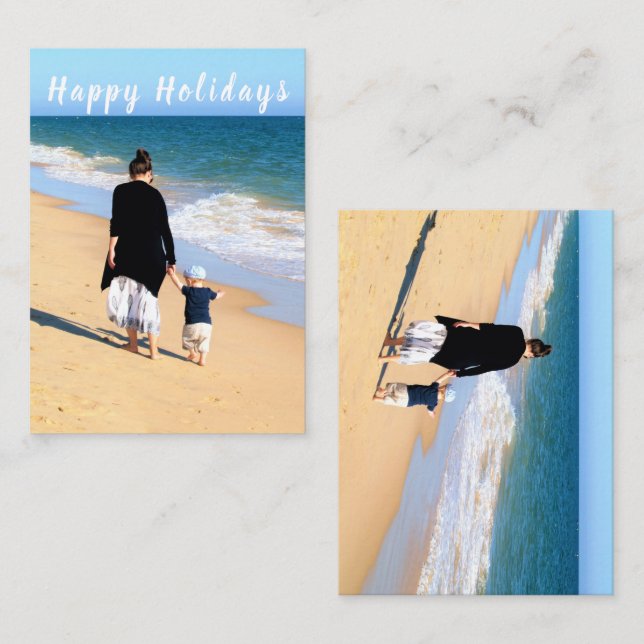 Custom Your Photo Happy Holidays Card with Text (Front/Back)