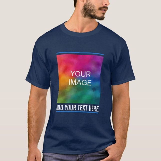 Custom Your Photo Image Company Logo Text Men's T-Shirt (Front)