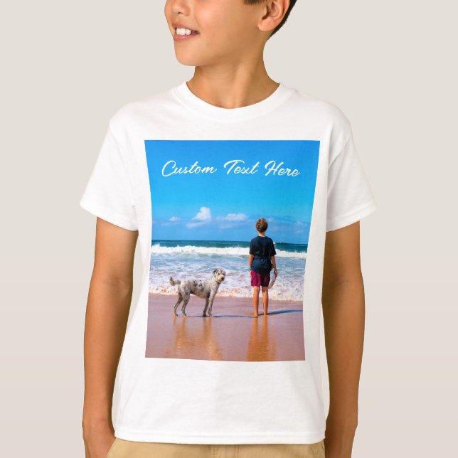 Custom Your Photo Kids T-Shirt Gift with Text Name (Front)