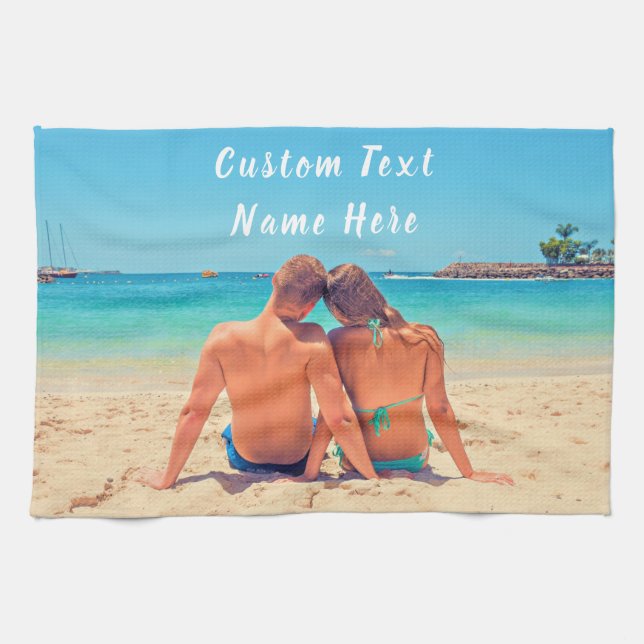 Custom Your Photo Kitchen Towel with Text (Horizontal)
