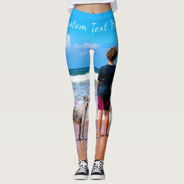 Custom Your Photo Leggings with Text (Front)