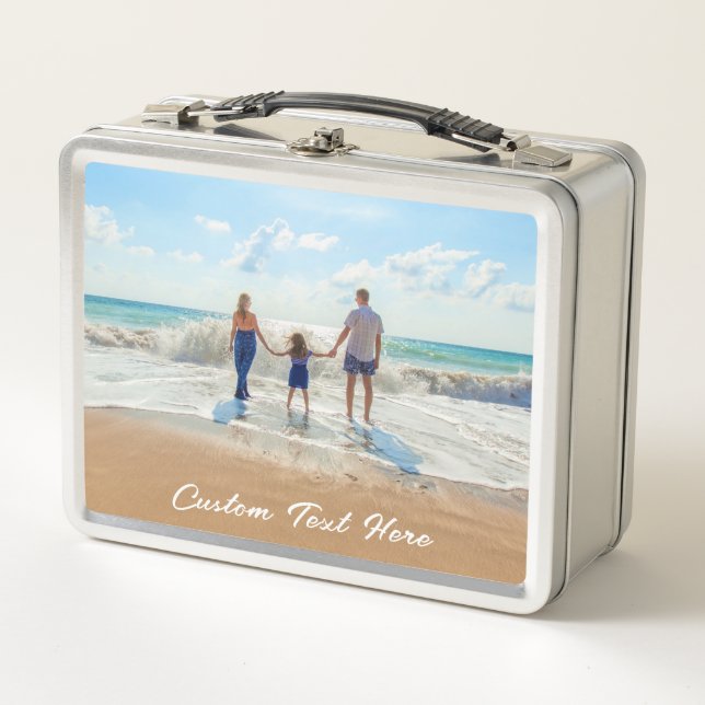 Custom Your Photo Metal Lunch Box with Text Name (Front)