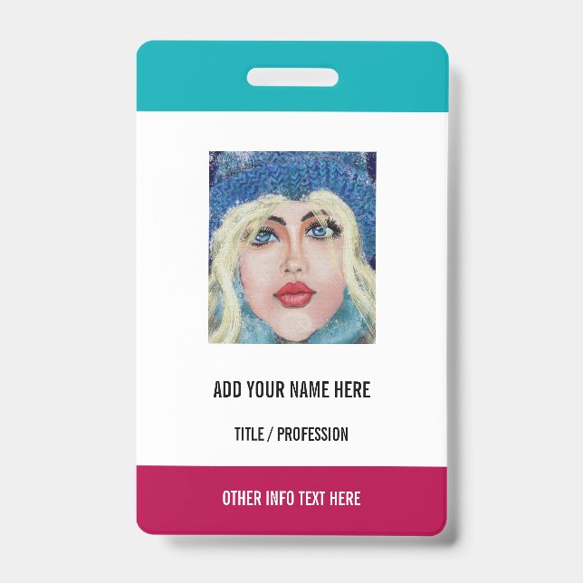 Custom Your Photo or Logo Text Name Business Badge ID Badge (Front)