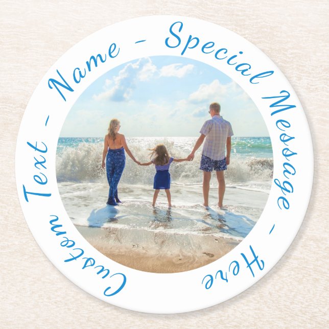 Custom Your Photo Paper Coaster with Text (Front)