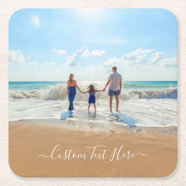 Custom Your Photo Paper Coaster with Text (Front)