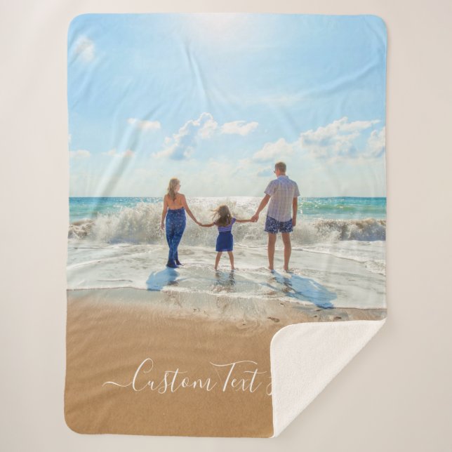 Custom Your Photo Sherpa Blanket with Text (Front)