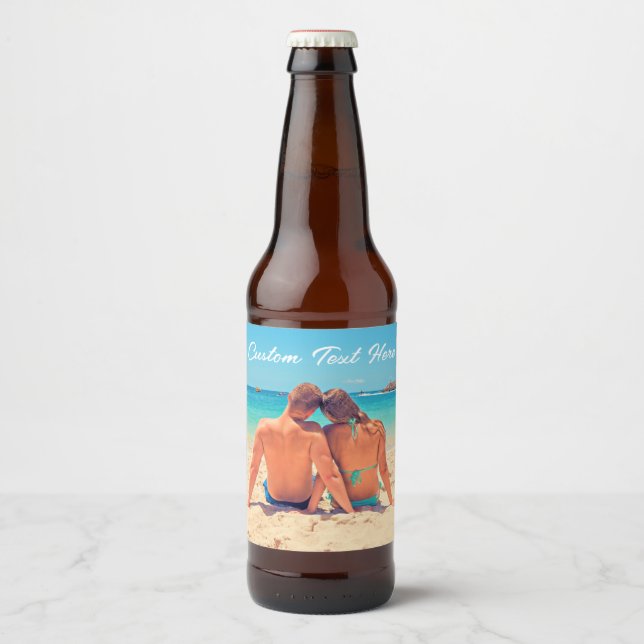 Custom Your Photo Text Name Beer Bottle Label (Front)