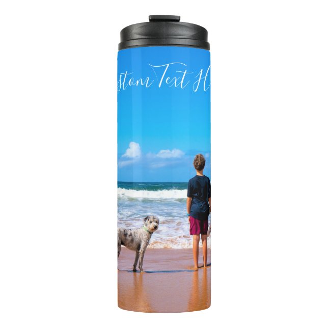 Custom Your Photo Thermal Tumbler with Text (Front)