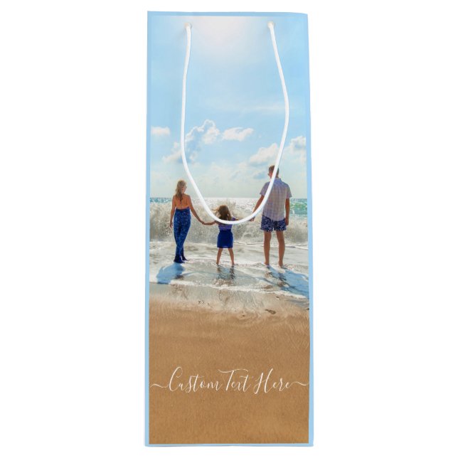 Custom Your Photo Wine Gift Bag with Text (Front)