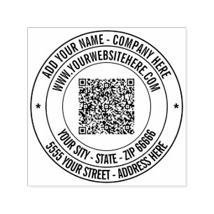 Custom Your QR Code Address Round Stamp Template