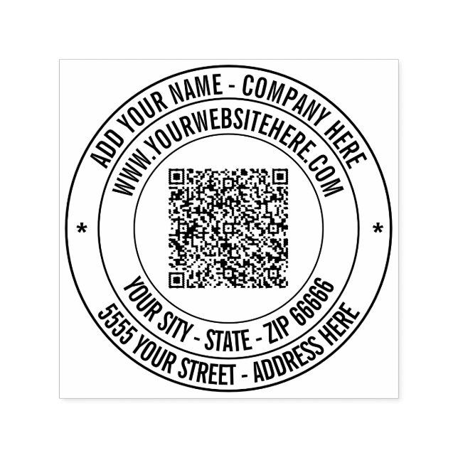 Custom Your QR Code Address Round Stamp Template (Design)