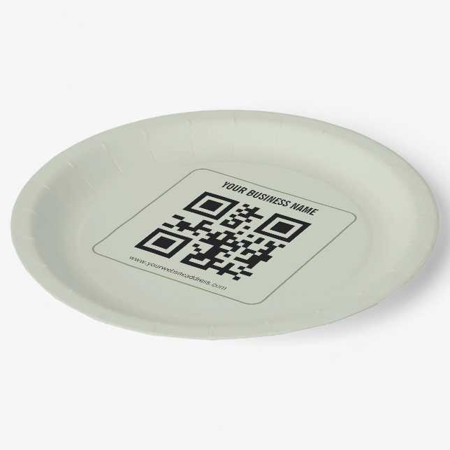Custom Your QR Code Business Name Template Paper Plate (Angled)