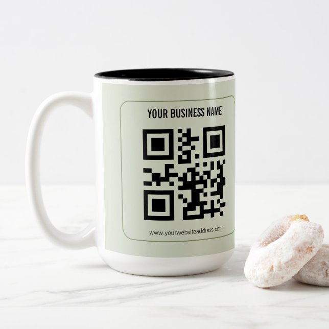 Custom Your QR Code Business Name Template Two-Tone Coffee Mug (With Donut)