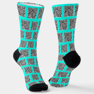 Custom Your QR Code Teal Blue Socks Choose Colours