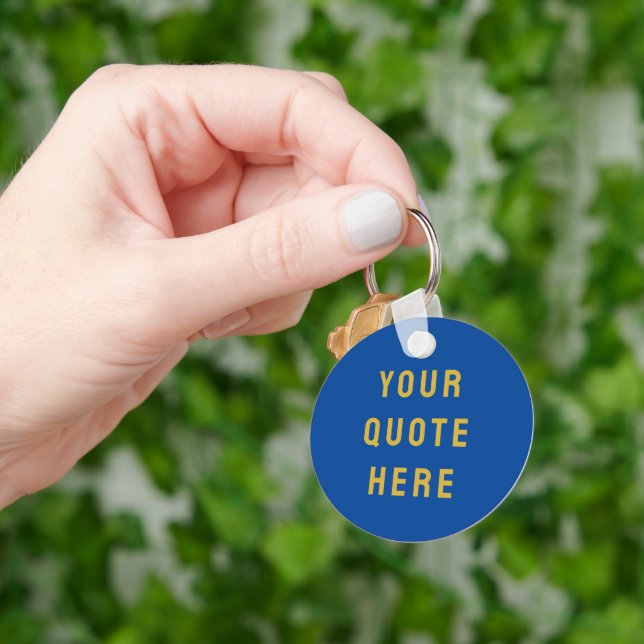 Custom Your Quote Here Gift Cobalt Personalised Key Ring (Hand)