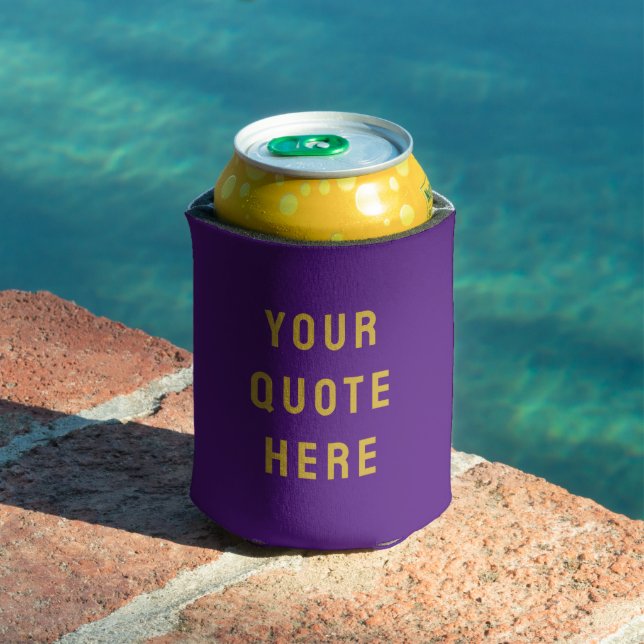Custom Your Quote Here Personalised Text Purple Can Cooler (In Situ Pool)