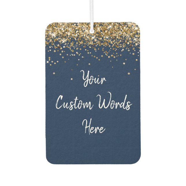 Custom Your Quote Personalised Navy White Gold Car Air Freshener (Front)