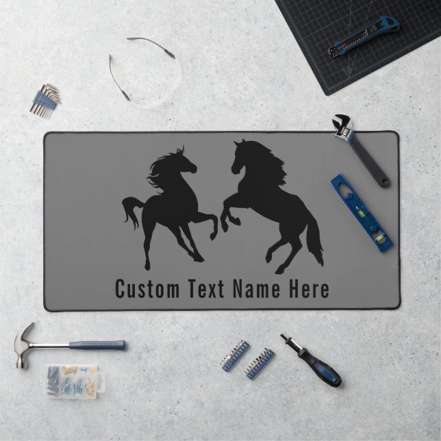 Custom Your Text and Colours Couple Horse Desk Mat (Workstation)