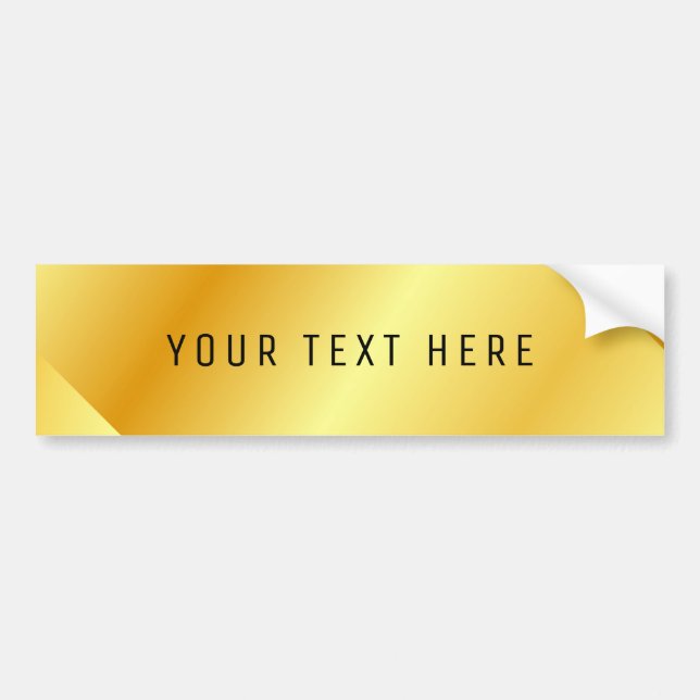 Custom Your Text Here Elegant Faux Gold Template Bumper Sticker (Front)