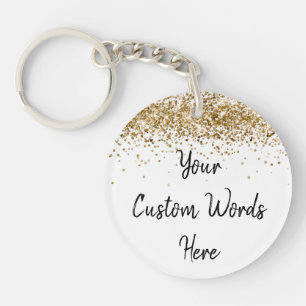 Custom Your Text Here Gold Personalised Your Words Key Ring