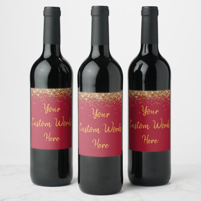 Custom Your Text Here Personalised Burgundy Gift Wine Label (Bottles)