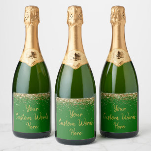 Custom Your Text Here Personalised Emerald Gold Sparkling Wine Label