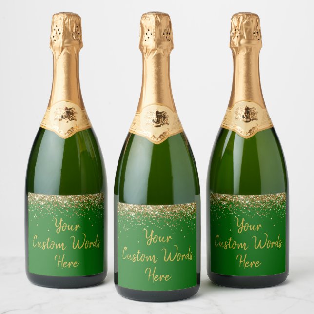 Custom Your Text Here Personalised Emerald Gold Sparkling Wine Label (Bottles)
