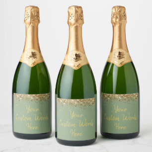 Custom Your Text Here Personalised Sage Green Gift Sparkling Wine Label