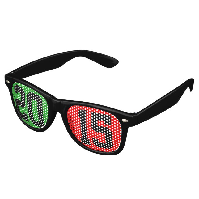 Custom your text, image & background colour retro sunglasses (Angled)