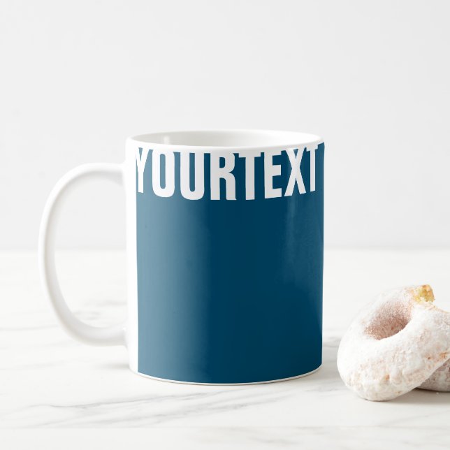 Custom Your Text Ocean Blue White Modern Coffee Mug (With Donut)