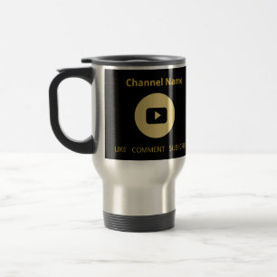 CUSTOM YOUTUBE CHANNEL NAME SOCIAL MEDIA HANDLES  TRAVEL MUG