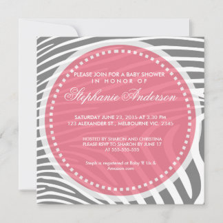 Custom zebra baby shower invite