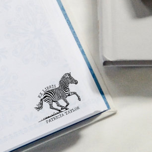 Custom Zebra Ex Libris Bookplate Rubber Stamp