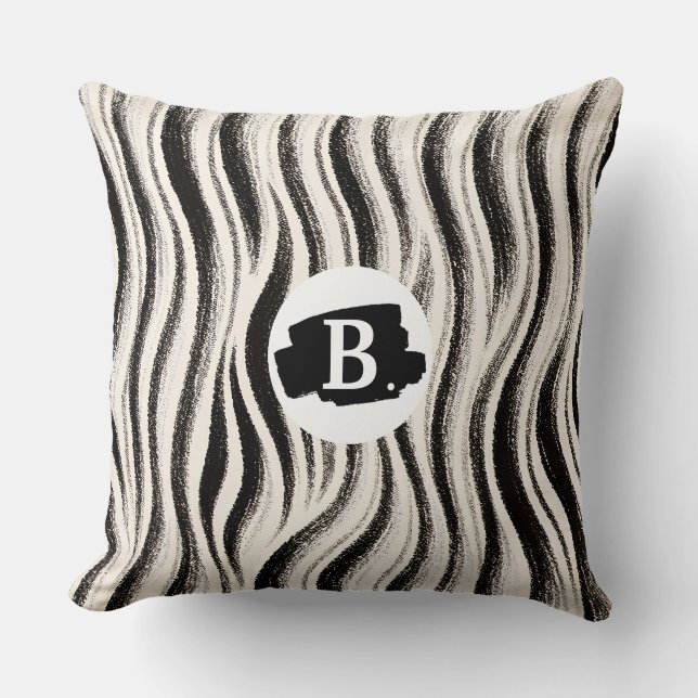 Custom Zebra Stripe Throw Pillow – Personalised (Front)