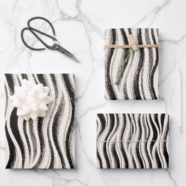 Custom Zebra Stripe Wrapping Paper Sheet (Front)