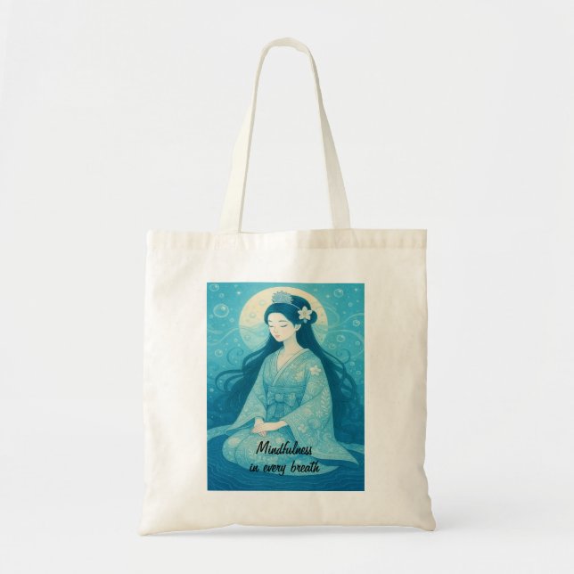 Custom Zen Meditation Whimsical Art Mindfulness   Tote Bag (Front)