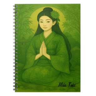 Custom Zen Yoga Meditation Mindfulness Art Green Notebook
