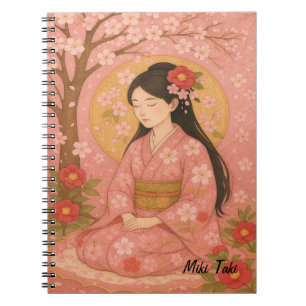 Custom Zen Yoga Meditation Mindfulness Art Pink Notebook