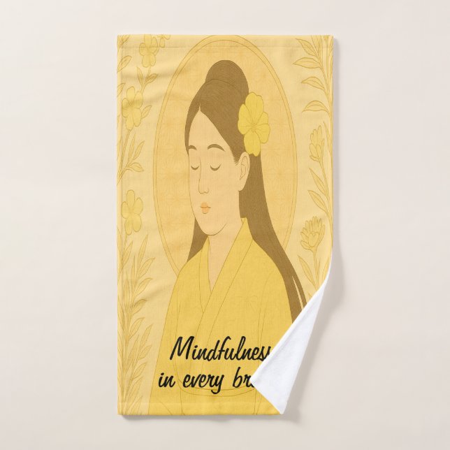 Custom zen Yoga Meditation Mindfulness Yellow Hand Towel (Hand Towel)