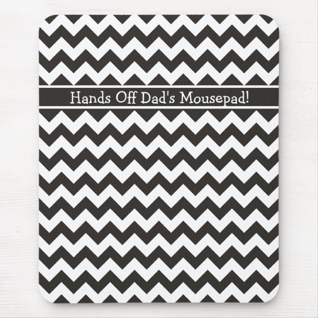 Custom Zigzag Mousepad, Black and White Chevrons Mouse Mat (Front)