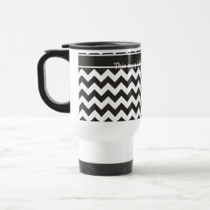 Custom Zigzag Travel Mug, Black and White Chevrons Mug