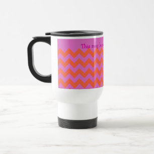 Custom Zigzag Travel Mug, Magenta Orange Chevrons Mug
