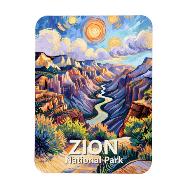Custom Zion National Park Canyon Sunset Colorful Magnet (Vertical)