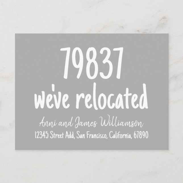 Custom Zip code Add Details We've Relocated Moving Holiday Postcard (Front)