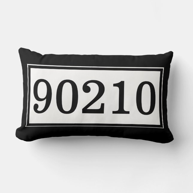 Custom Zip Code Black and White Classic Lumbar Cushion (Front)