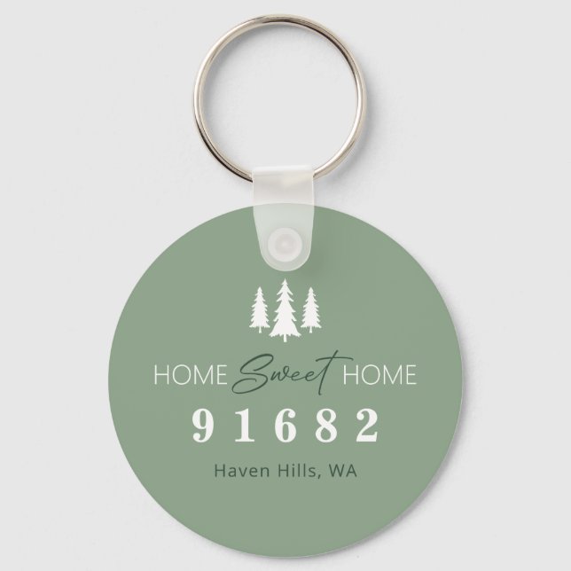 Custom Zip Code New Home Key Ring (Front)