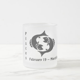 Custom Zodiac Frosted Mug/Pisces Glass Coffee Mug