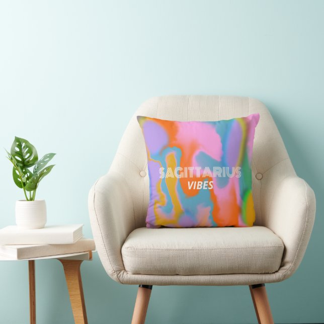 custom zodiac sign colourful modern Throw Pillow (Chair)