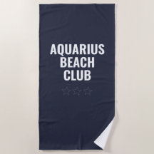 Custom zodiac sign simple modern blue Beach Towel